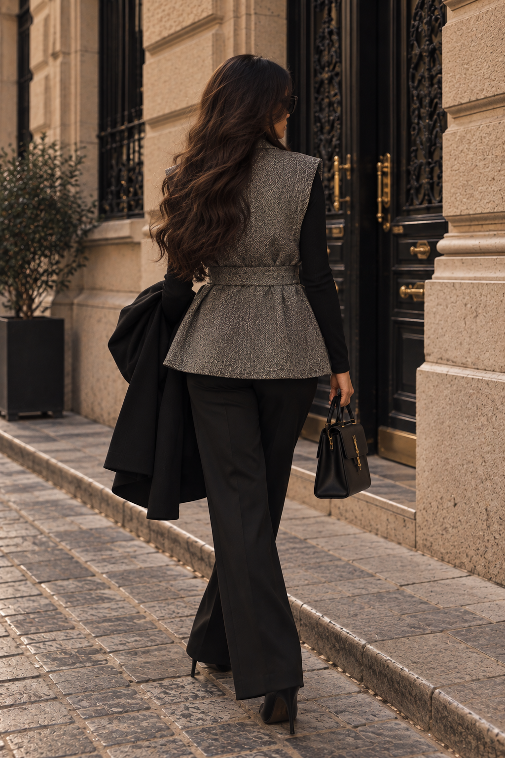 The Grey Belted Vest